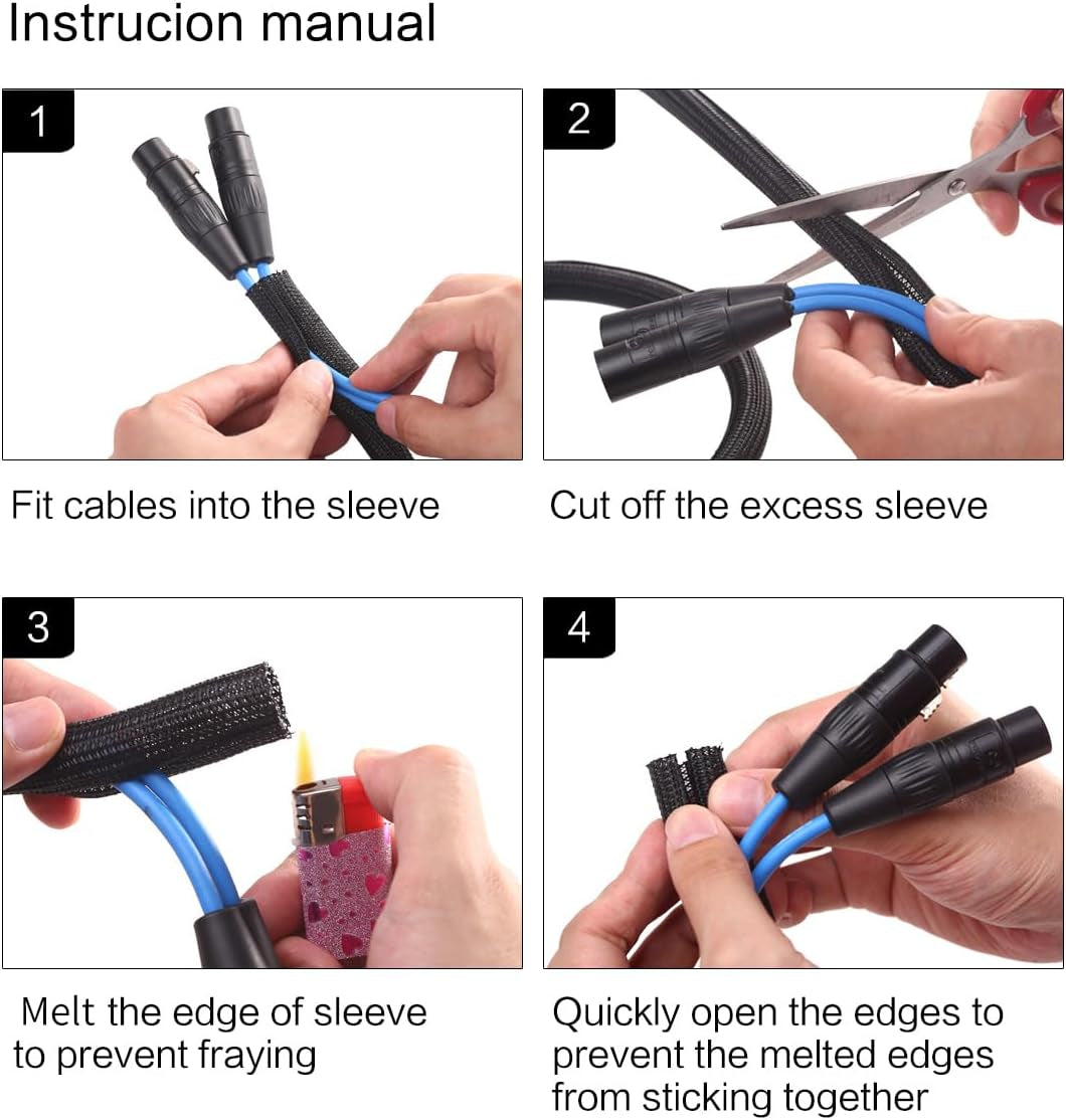 10Ft - 3/8 Inch Cord Protector Wire Loom Tubing Cable Sleeve Split Sleeving for USB Cable Power Cord Audio Video Cable – Protect Cat from Chewing Cords - Black